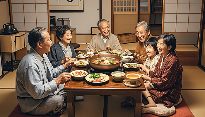 日本家庭享用健康餐点